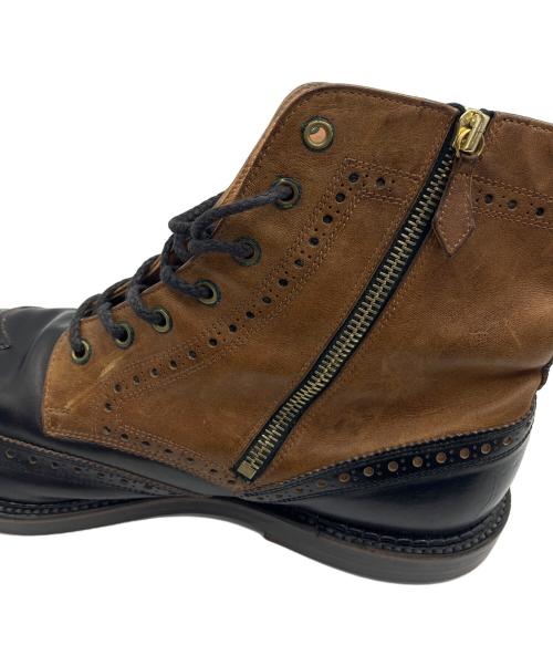 foot the coacher（フットザコーチャー）foot the coacher (フットザコーチャー) ストレートチップレザーブーツ ブラウン×ブラック サイズ:9の古着・服飾アイテム