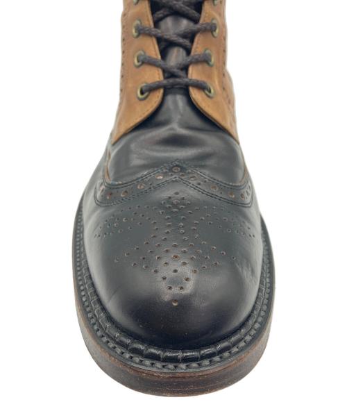 foot the coacher（フットザコーチャー）foot the coacher (フットザコーチャー) ストレートチップレザーブーツ ブラウン×ブラック サイズ:9の古着・服飾アイテム