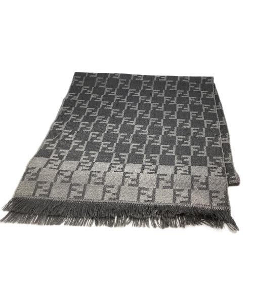 FENDI（フェンディ）FENDI (フェンディ) ズッカ柄 ウールマフラー グレーの古着・服飾アイテム