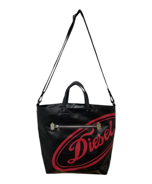 DIESEL（ディーゼル）DIESEL (ディーゼル) ターポリントートバッグ ブラック×レッドの古着・服飾アイテム
