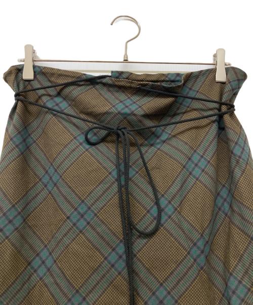 YOHJI YAMAMOTO（ヨウジヤマモト）YOHJI YAMAMOTO (ヨウジヤマモト) チェック柄ラップスカート オリーブ サイズ:3の古着・服飾アイテム