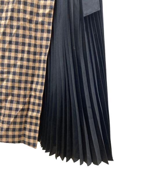 Diagram（ダイアグラム）Diagram (ダイアグラム) アシンメトリープリーツチェックワンピース ブラウン サイズ:36の古着・服飾アイテム