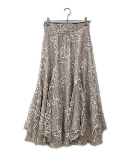 Apuweiser-riche（アプワイザーリッシェ）Apuweiser-riche (アプワイザーリッシェ) ブークレフラワーマチフレアスカート ベージュ サイズ:2の古着・服飾アイテム