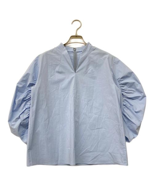 anuans（アニュアンス）anuans (アニュアンス) ギャザーブラウス ブルー サイズ:Fの古着・服飾アイテム