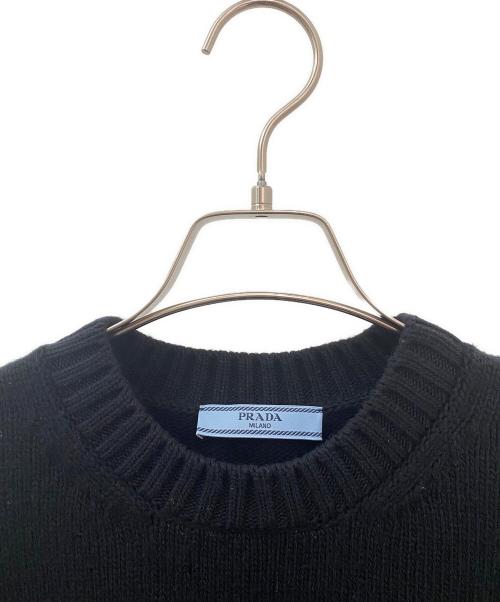 PRADA（プラダ）PRADA (プラダ) ウールカシミヤクルーネックセーター ブラック サイズ:40の古着・服飾アイテム