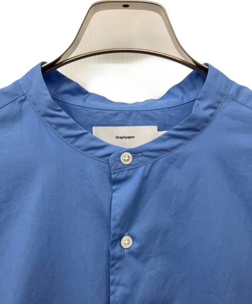 Graphpaper（グラフペーパー）Graphpaper (グラフペーパー) Broad L/S Oversized Band Collar Shirt ブルー サイズ:2の古着・服飾アイテム