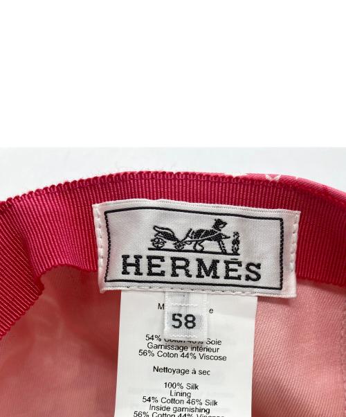 HERMES（エルメス）HERMES (エルメス) キャップ/イリス・ジグザグ ピンク サイズ:58の古着・服飾アイテム