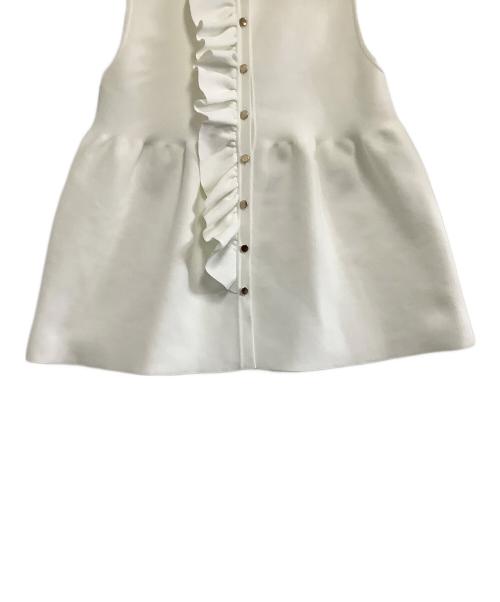 UNITED ARROWS（ユナイテッドアローズ）UNITED ARROWS (ユナイテッドアローズ) フリルニットベスト ホワイト サイズ:表記なしの古着・服飾アイテム