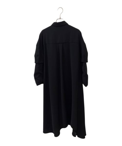 ENFOLD（エンフォルド）ENFOLD (エンフォルド) PEツイル フレア シャツドレス ブラック サイズ:36の古着・服飾アイテム