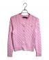 POLO RALPH LAUREN（ポロ・ラルフローレン）の古着「ケーブルニット コットン クルーネック カーディガン」｜ピンク