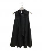 HER LIP TOハーリップトゥ）の古着「Lace Trimmed Bowtie Dress ノースリーブワンピース」｜ブラック