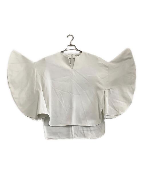 LE PHIL（ル フィル）LE PHIL (ル フィル) 2WAYツイルフレアブラウス ホワイト サイズ:freeの古着・服飾アイテム
