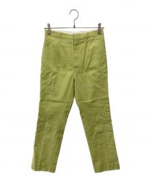 DESIGNWORKS（デザインワークス）の古着「リネンレーヨンストレートパンツ」｜グリーン