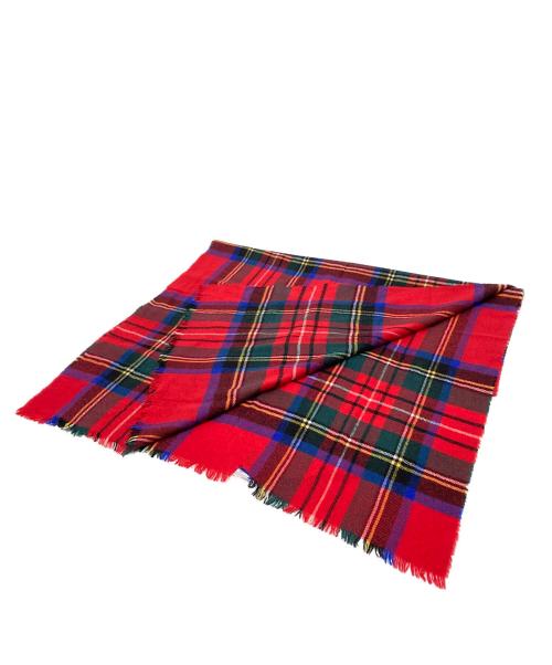 JOHNSTONS OF ELGIN（ジョンストンズオブエルガン）JOHNSTONS OF ELGIN (ジョンストンズオブエルガン) ライトウェイトチェックカシミヤストール レッド サイズ:下記参照の古着・服飾アイテム