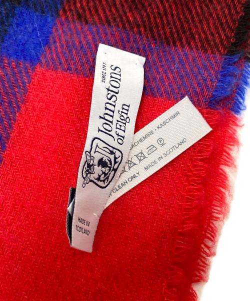 JOHNSTONS OF ELGIN（ジョンストンズオブエルガン）JOHNSTONS OF ELGIN (ジョンストンズオブエルガン) ライトウェイトチェックカシミヤストール レッド サイズ:下記参照の古着・服飾アイテム