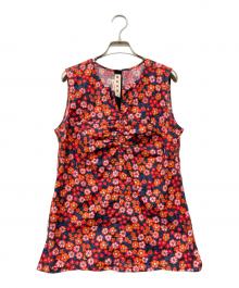 MARNI（マルニ）の古着「フラワープリントノースリーブブラウス」｜レッド