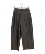 Plageプラージュ）の古着「VIS/LINEN TUCK WIDEパンツ」｜グレー