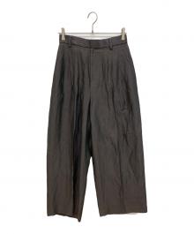 Plage（プラージュ）の古着「VIS/LINEN TUCK WIDEパンツ」｜グレー