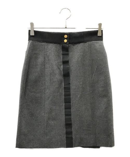 CHANEL（シャネル）CHANEL (シャネル) 金釦ウールカシミヤスカート グレー サイズ:38の古着・服飾アイテム