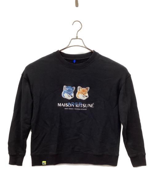 maison kitsune（メゾンキツネ）maison kitsune (メゾンキツネ) ADER error (アーダーエラー) エンブロイダリークルーネックスウェット ブラック サイズ:A1の古着・服飾アイテム