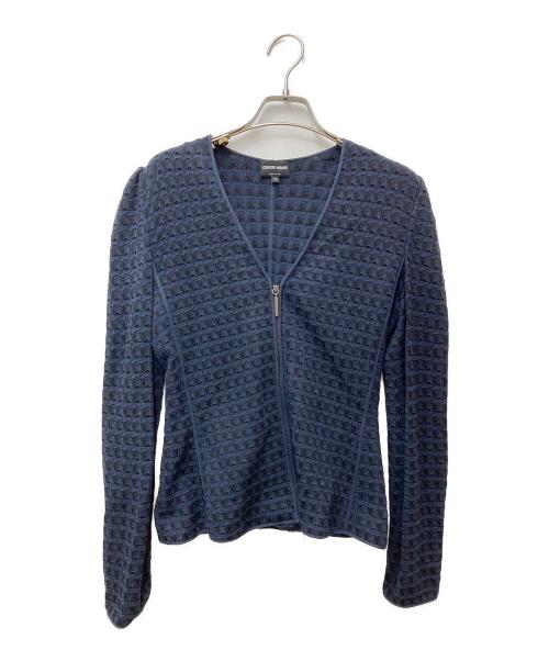 GIORGIO ARMANI（ジョルジョアルマーニ）GIORGIO ARMANI (ジョルジョアルマーニ) ジップカーディガン ネイビー サイズ:42の古着・服飾アイテム