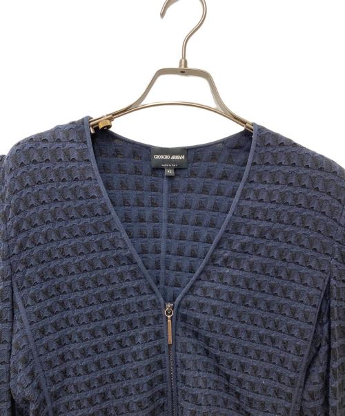 GIORGIO ARMANI（ジョルジョアルマーニ）GIORGIO ARMANI (ジョルジョアルマーニ) ジップカーディガン ネイビー サイズ:42の古着・服飾アイテム
