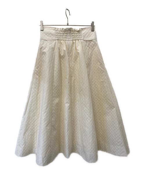 JUSGLITTY（ジャスグリッティー）JUSGLITTY (ジャスグリッティー) キルティングジャガードフレアスカート ホワイト サイズ:2 未使用品の古着・服飾アイテム