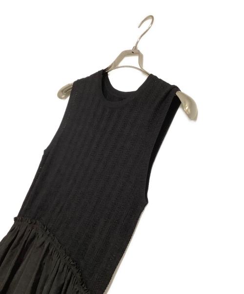 ANAYI（アナイ）ANAYI (アナイ) レーシーニットドッキング ワンピース ブラック サイズ:38の古着・服飾アイテム