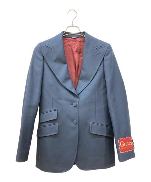 GUCCI（グッチ）GUCCI (グッチ) ラベル フルイドドリルジャケット ネイビー サイズ:40の古着・服飾アイテム