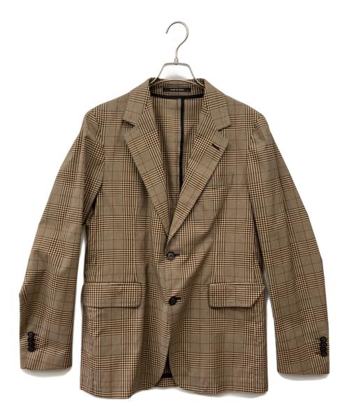 TAGLIATORE（タリアトーレ）TAGLIATORE (タリアトーレ) チェックストレッチウール2Bジャケット ブラウン サイズ:48の古着・服飾アイテム