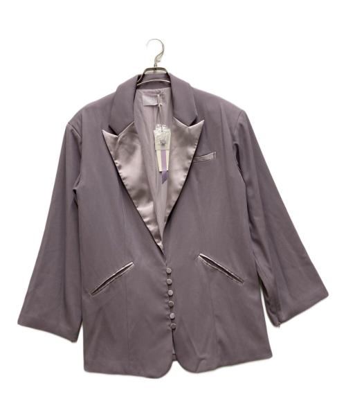 J1U by LA BELLE ETUDE（ジユウバイラベルエチュード）J1U by LA BELLE ETUDE (ジユウバイラベルエチュード) 袖スリット異素材テーラードジャケット パープル サイズ:freeの古着・服飾アイテム