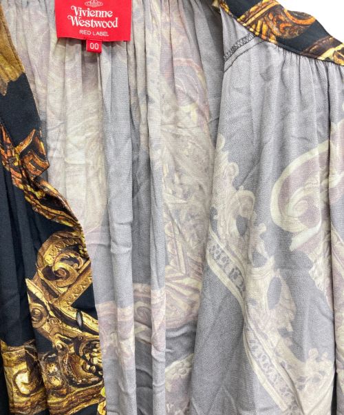 Vivienne Westwood RED LABEL（ヴィヴィアンウエストウッドレッドレーベル）Vivienne Westwood RED LABEL (ヴィヴィアンウエストウッドレッドレーベル) フレーム柄ボウタイブラウスワンピース ブラック サイズ:00の古着・服飾アイテム