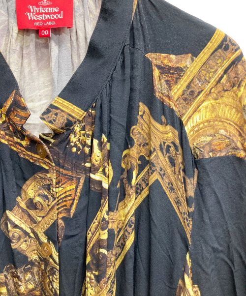 Vivienne Westwood RED LABEL（ヴィヴィアンウエストウッドレッドレーベル）Vivienne Westwood RED LABEL (ヴィヴィアンウエストウッドレッドレーベル) フレーム柄ボウタイブラウスワンピース ブラック サイズ:00の古着・服飾アイテム