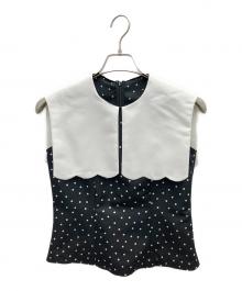 Maglie le cassetto×吉田理紗（マーリエ ル カセット×ヨシダリサ）の古着「“ほの甘”スカラップブラウス」｜ブラック