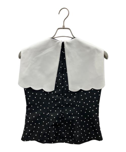 Maglie le cassetto（マーリエ ル カセット）Maglie le cassetto (マーリエ ル カセット) 吉田理紗 (ヨシダリサ) “ほの甘”スカラップブラウス ブラック サイズ:Mの古着・服飾アイテム