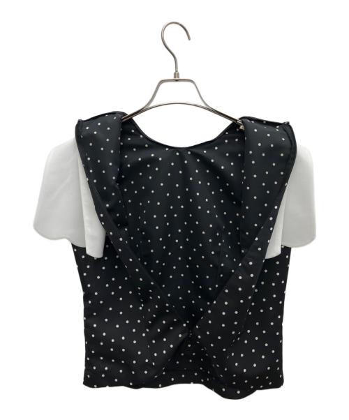 Maglie le cassetto（マーリエ ル カセット）Maglie le cassetto (マーリエ ル カセット) 吉田理紗 (ヨシダリサ) “ほの甘”スカラップブラウス ブラック サイズ:Mの古着・服飾アイテム