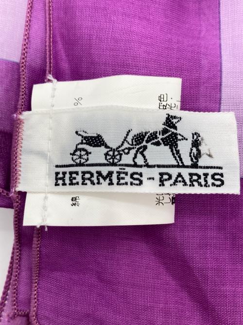 HERMES（エルメス）HERMES (エルメス) コットンストール レッド×パープルの古着・服飾アイテム