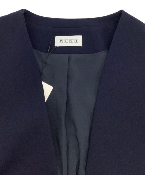 PLST（プラステ）PLST (プラステ) トリアセブレンドダブルクロスカラーレスジャケット ネイビー サイズ:Sの古着・服飾アイテム