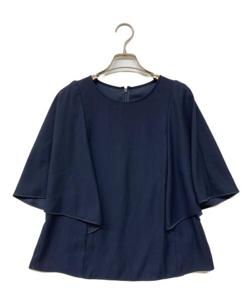 Paul Stuart（ポールスチュアート）Paul Stuart (ポールスチュアート) バックサテンジョーゼットブラウス ネイビー サイズ:6の古着・服飾アイテム