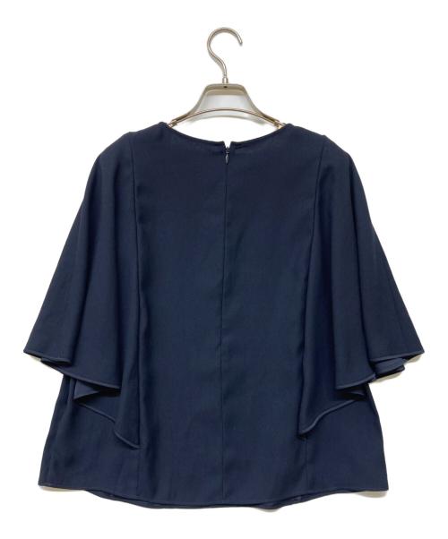 Paul Stuart（ポールスチュアート）Paul Stuart (ポールスチュアート) バックサテンジョーゼットブラウス ネイビー サイズ:6の古着・服飾アイテム
