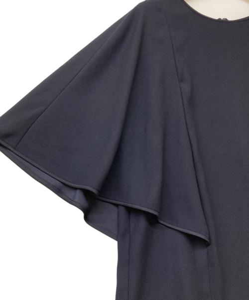 Paul Stuart（ポールスチュアート）Paul Stuart (ポールスチュアート) バックサテンジョーゼットブラウス ネイビー サイズ:6の古着・服飾アイテム