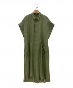 UN3D.アンスリード）の古着「ワイドノースリーブロングシアーシャツ」｜オリーブ