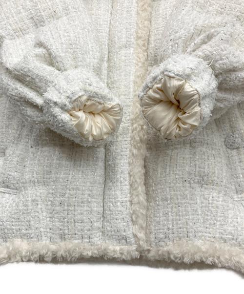 Snidel（スナイデル）Snidel (スナイデル) ツイードダウンジャケット ホワイト サイズ:ONE SIZEの古着・服飾アイテム