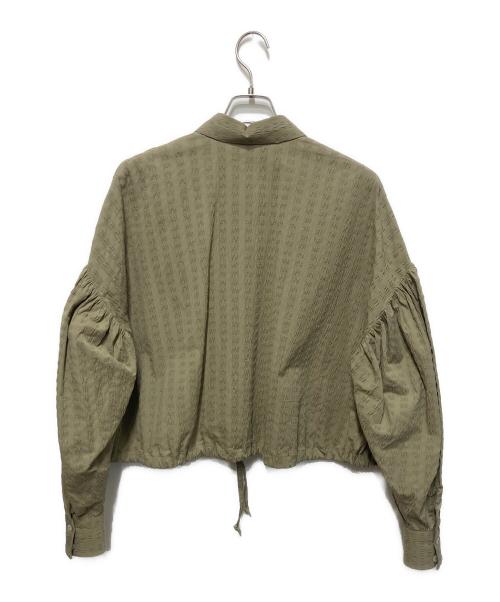 MSGM（エムエスジーエム）MSGM (エムエスジーエム) シアサッカー バルーンスリーブクロップドシャツ オリーブ サイズ:38の古着・服飾アイテム