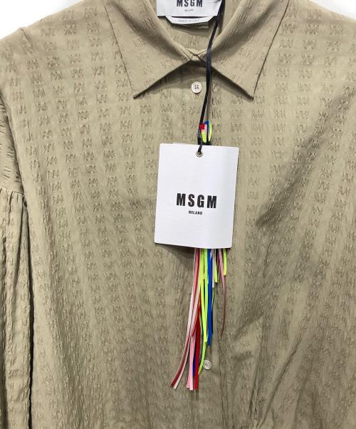 MSGM（エムエスジーエム）MSGM (エムエスジーエム) シアサッカー バルーンスリーブクロップドシャツ オリーブ サイズ:38の古着・服飾アイテム
