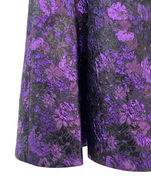 DRAWER（ドゥロワー）DRAWER (ドゥロワー) パープルフラワージャカードスカート パープル サイズ:36の古着・服飾アイテム