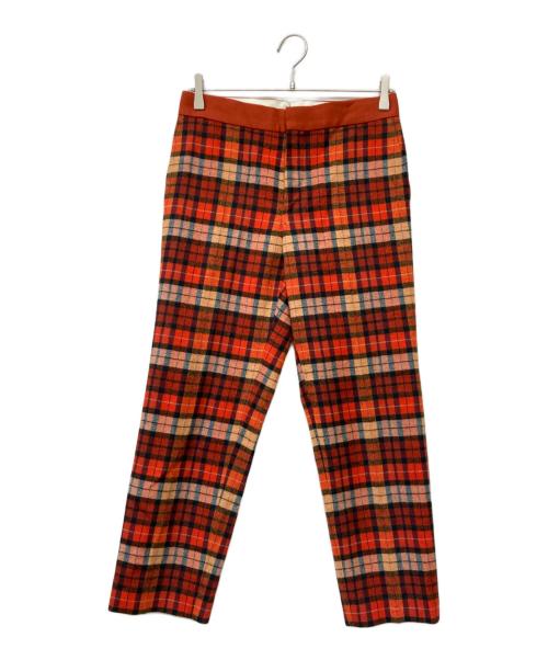 DRAWER（ドゥロワー）DRAWER (ドゥロワー) ウールカシミヤチェックパンツ レッド サイズ:38の古着・服飾アイテム