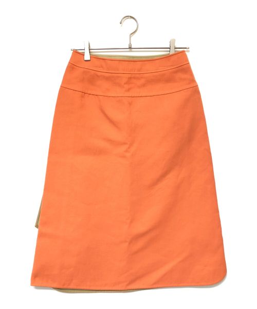 DRAWER（ドゥロワー）DRAWER (ドゥロワー) ダブルフェイスアシンメトリースカート オレンジ サイズ:SIZE 36の古着・服飾アイテム