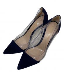 Gianvito Rossi（ジャンヴィト ロッシ）の古着「レザー×クリアパンプス」｜ネイビー