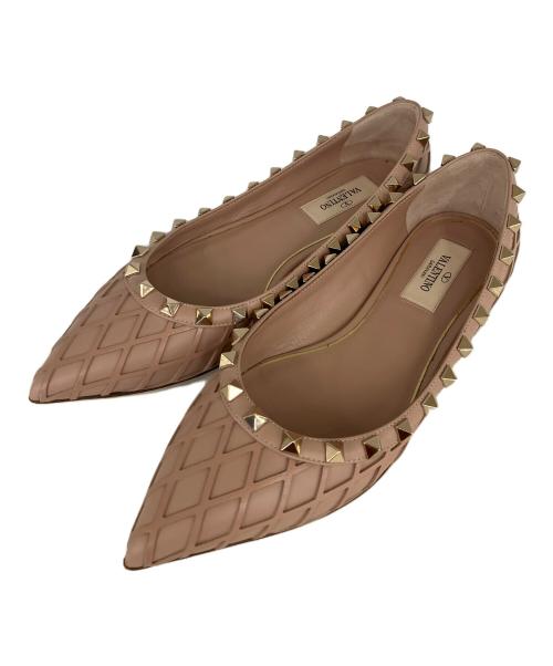 VALENTINO GARAVANI（ヴァレンティノ・ガラヴァーニ）VALENTINO GARAVANI (ヴァレンティノ・ガラヴァーニ) ロックスタッズバレエパンプス ピンク サイズ:SIZE36　1/2の古着・服飾アイテム